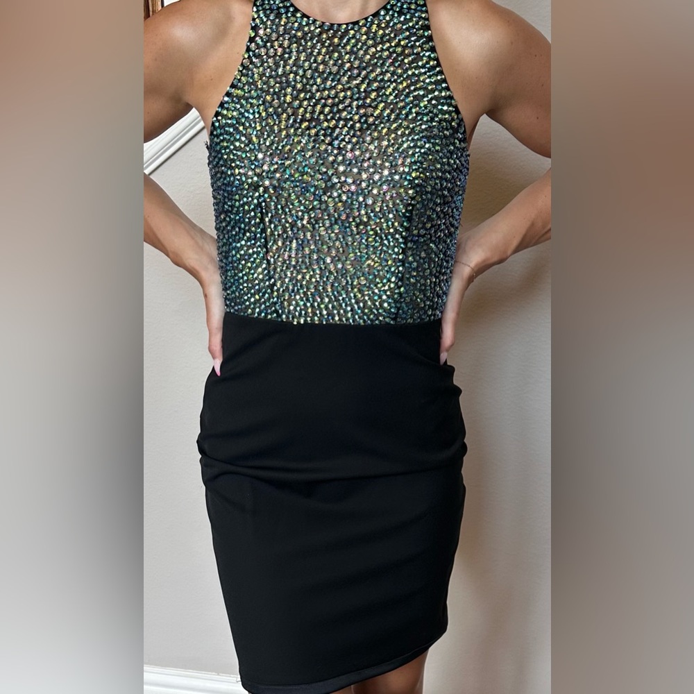 Vienna Prom Strapless Black and Green Dress